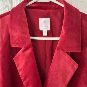 Lauren Conrad Double Breasted Red Velvet notch collar  Blazer